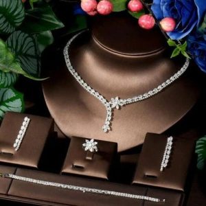 Cubic Zirconia Drop Earrings And Necklace